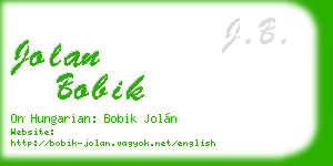 jolan bobik business card